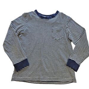 Lands' End Long Sleeve Tee, Navy & White Striped, Size 5-6, Good Used Condition